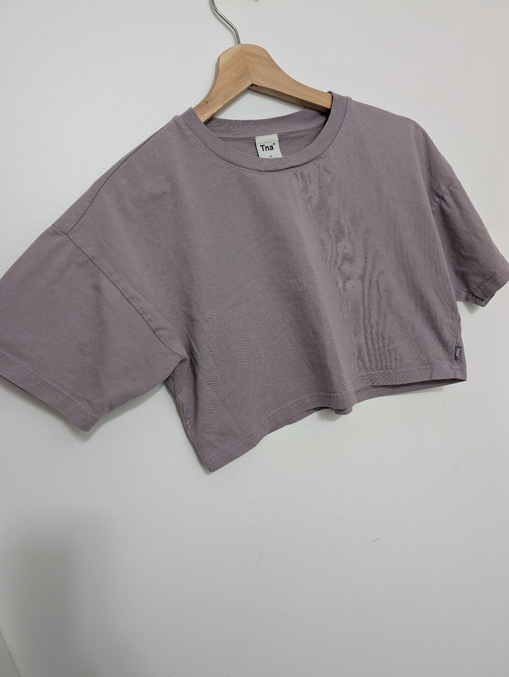 Tna XS Crop Top Aritzia Lilac Pastel Purple Cropped T-shirt Oversized Basic Tee